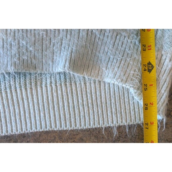 Express Oversized Women's Cozy Brush Furry Tunic V Neck Sweater Mint Green Sz S - Picture 7 of 7